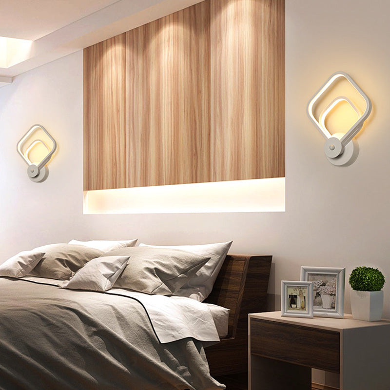 BowLift | White geometrically shaped wall lamp Simplicity LED metal wall lamp wall light for staircase