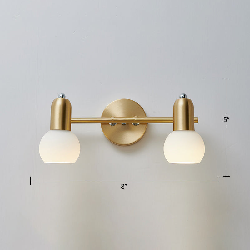 BowLift | Swiveling Dome Milk Glass Mirror Lights Postmodern Brass Wall Lights for Bathroom