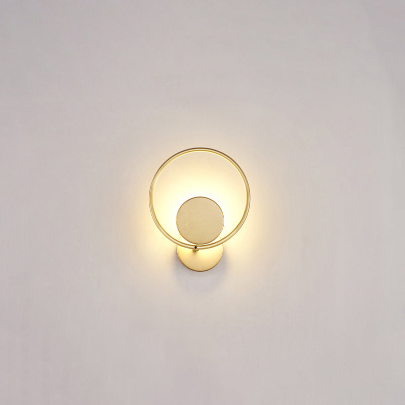 BowLift | Round Metal LED Wall Light Simple Style Gold Wall Mounted Lamp for Bedroom