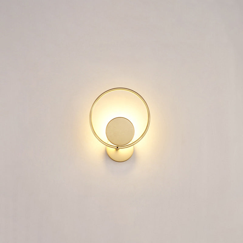 BowLift | Round Metal LED Wall Light Simple Style Gold Wall Mounted Lamp for Bedroom