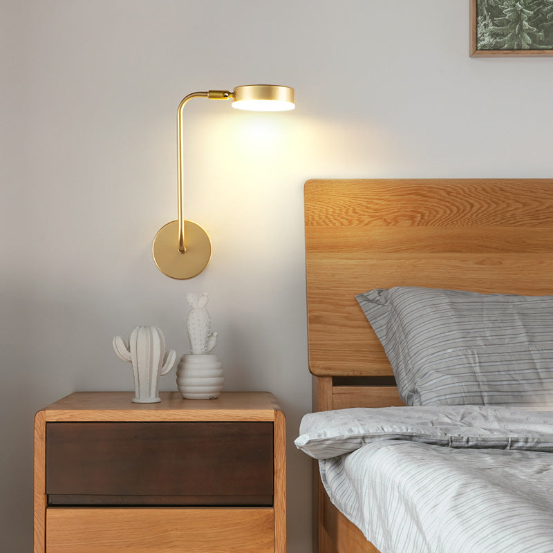 BowLift | Round Metal LED Wall Light Simple Style Gold Wall Mounted Lamp for Bedroom