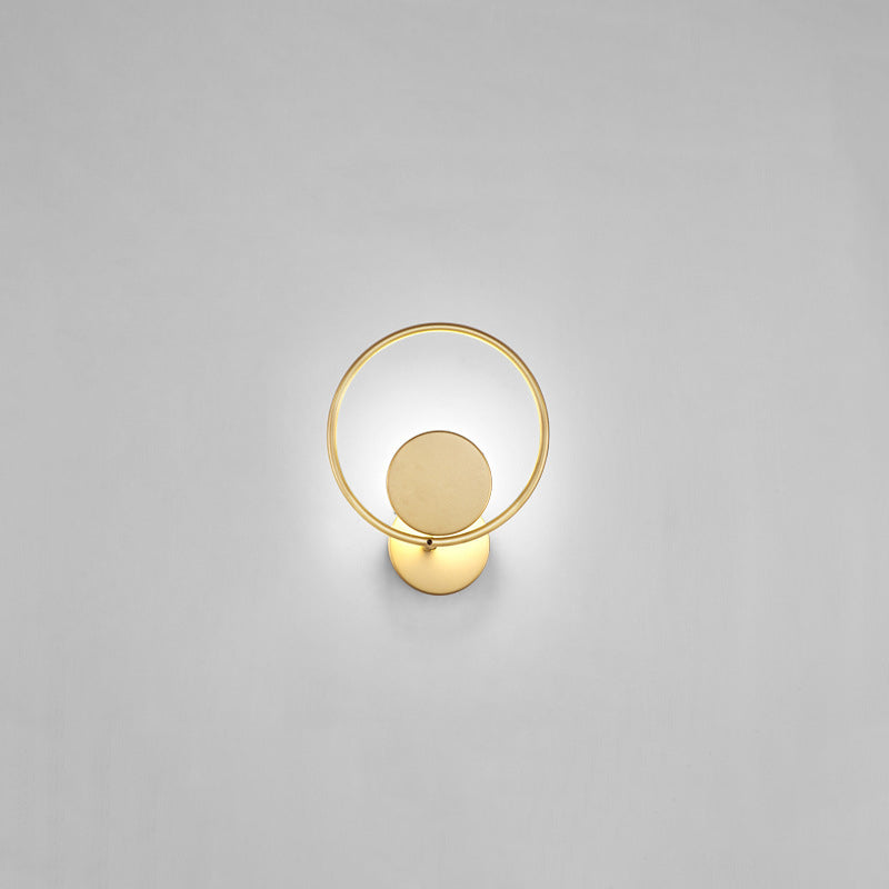 BowLift | Round Metal LED Wall Light Simple Style Gold Wall Mounted Lamp for Bedroom