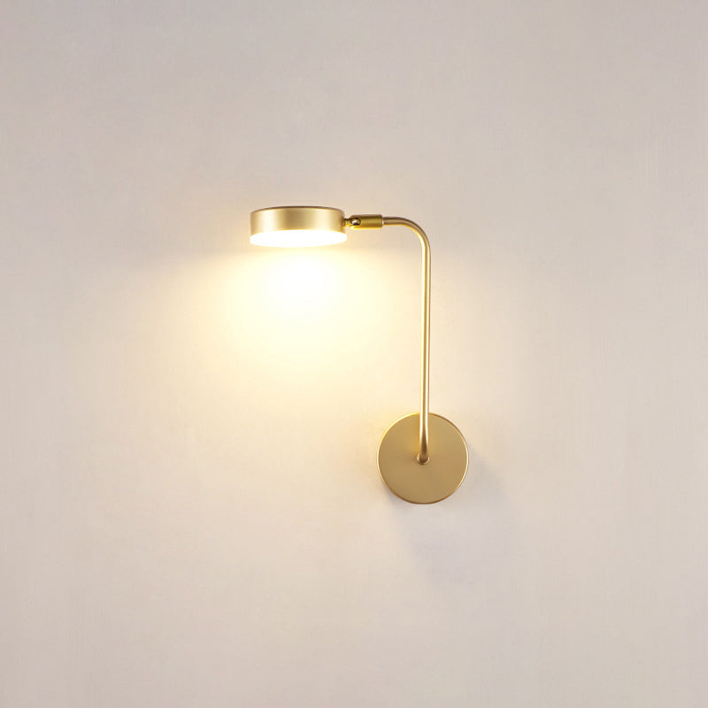 BowLift | Round Metal LED Wall Light Simple Style Gold Wall Mounted Lamp for Bedroom