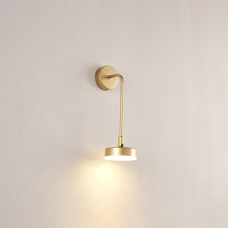 BowLift | Round Metal LED Wall Light Simple Style Gold Wall Mounted Lamp for Bedroom