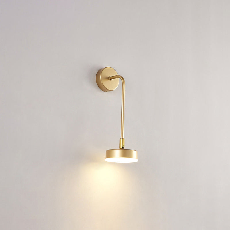 BowLift | Round Metal LED Wall Light Simple Style Gold Wall Mounted Lamp for Bedroom