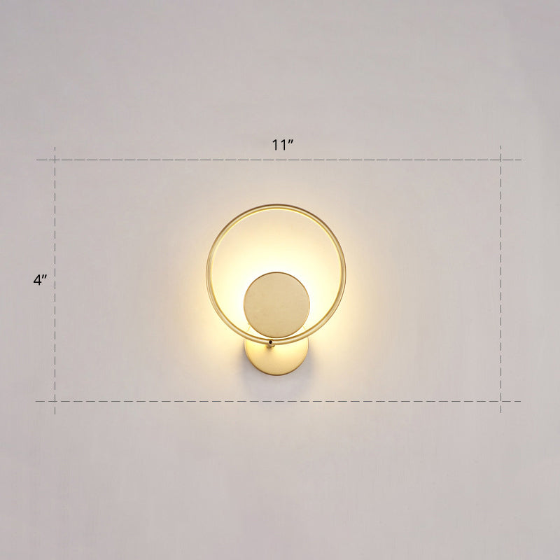 BowLift | Round Metal LED Wall Light Simple Style Gold Wall Mounted Lamp for Bedroom
