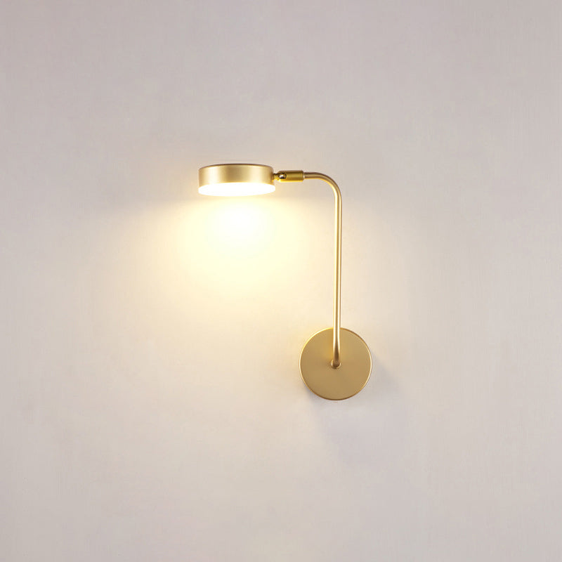 BowLift | Round Metal LED Wall Light Simple Style Gold Wall Mounted Lamp for Bedroom