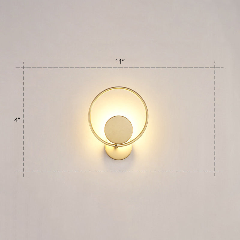 BowLift | Round Metal LED Wall Light Simple Style Gold Wall Mounted Lamp for Bedroom