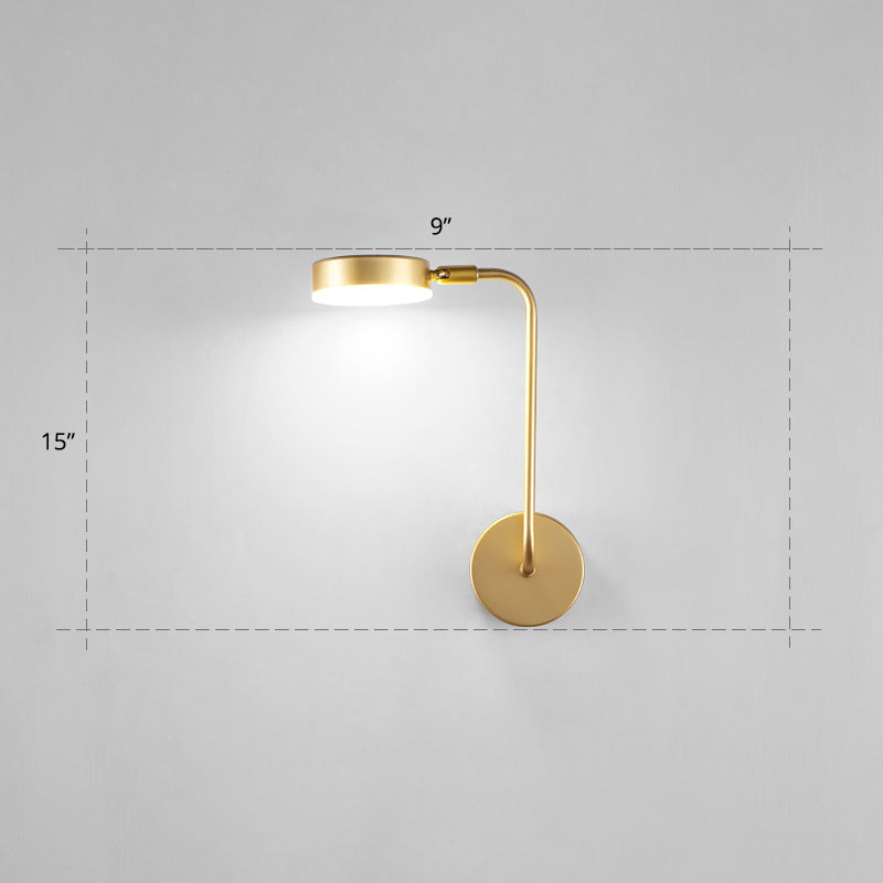 BowLift | Round Metal LED Wall Light Simple Style Gold Wall Mounted Lamp for Bedroom