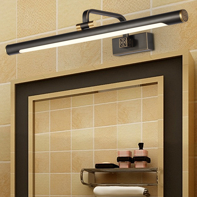 BowLift | Tubular LED Make-up Mirror Light Traditional Black Metal Adjustable Wall Lighting Fixture