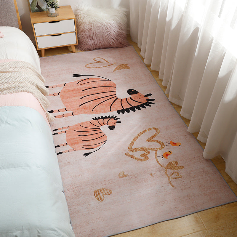 BowLift | Casual Kids Room Rug Multicolor Cartoon Pattern Indoor Rug Cotton Blend Non-Slip Pet Friendly Area Rug