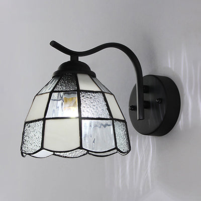 BowLift | Tiffany Dome Wall Mount Light Integrated Glass 1 Light Bathroom Wall Sconces Light in White/Blue