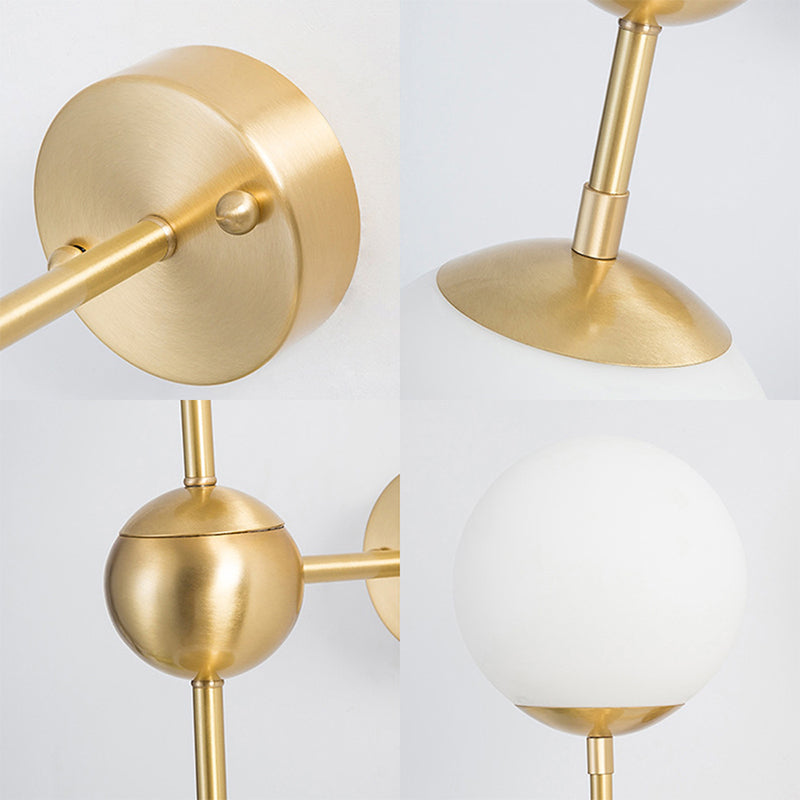 BowLift | Modern Globe Wall Lighting Fixture 1 Lamp White Glass Wall Lamp in Brass for Bathroom