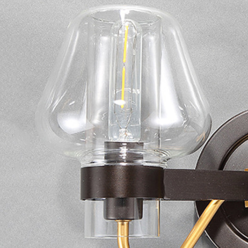 BowLift | Clear Glass Black Wall Light Mushroom Shade 2-Light Modern Wall Lamp Accessories for Bedroom
