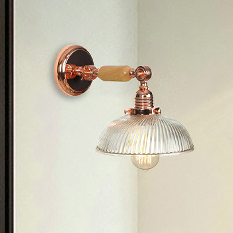 BowLift | A bulb ribbed glass wall lamp farmhouse rose gold arched bedroom wall lamp