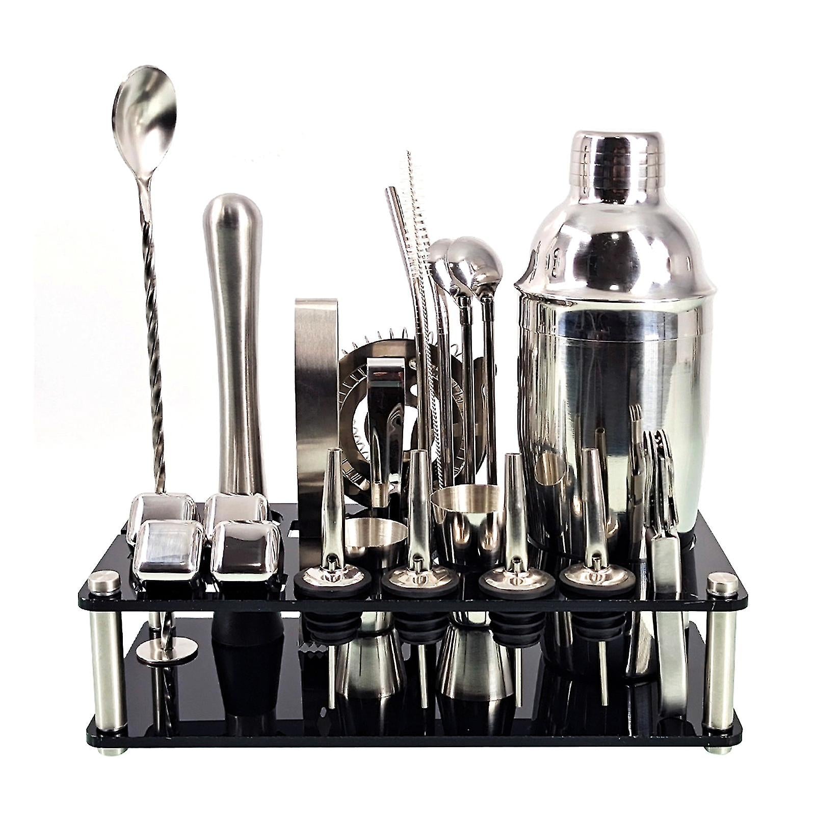 BowLift | 23pcs/Set Bartender Kit Professional Versatility Stainless Steel Martini Cocktail Shaker with Stand Bar Accessories