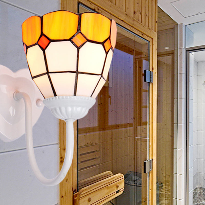 BowLift | Dome Wall Lamp Baroque Yellow Glass 1 Head White/Blue/Antique Brass Sconce Lamp for Hallway