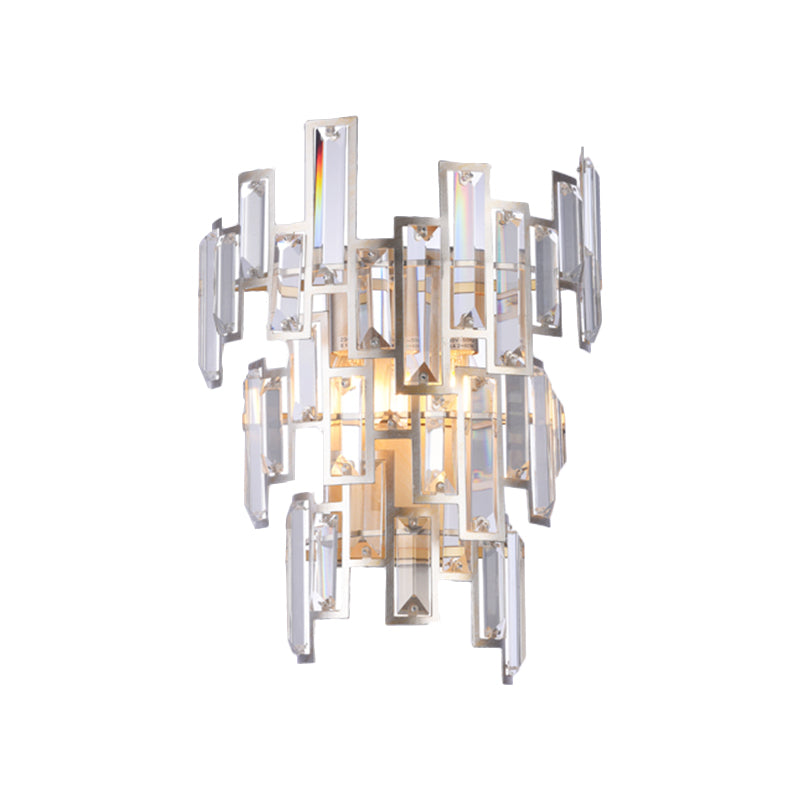 BowLift | Rose Gold 2-Bulb Wall Light Modern Rectangular Cut Crystal Step Wall Lamp for the Dining Room