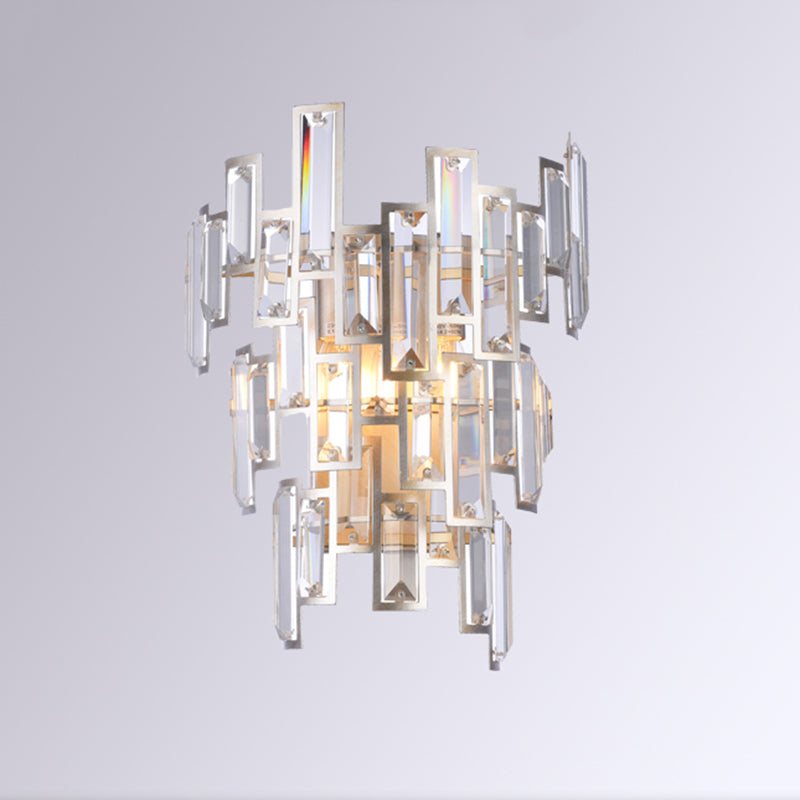 BowLift | Rose Gold 2-Bulb Wall Light Modern Rectangular Cut Crystal Step Wall Lamp for the Dining Room