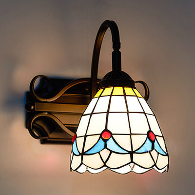 BowLift | Tiffany Wall Mount Fixture Woven Glass 1 Light Colorful Wall Lamp in Beige/Blue/Blue-White/White for Dining Room