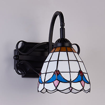BowLift | Tiffany Wall Mount Fixture Woven Glass 1 Light Colorful Wall Lamp in Beige/Blue/Blue-White/White for Dining Room