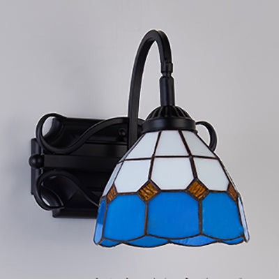 BowLift | Tiffany Wall Mount Fixture Woven Glass 1 Light Colorful Wall Lamp in Beige/Blue/Blue-White/White for Dining Room