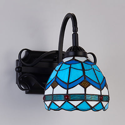 BowLift | Tiffany Wall Mount Fixture Woven Glass 1 Light Colorful Wall Lamp in Beige/Blue/Blue-White/White for Dining Room