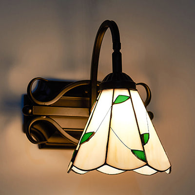 BowLift | Tiffany Wall Mount Fixture Woven Glass 1 Light Colorful Wall Lamp in Beige/Blue/Blue-White/White for Dining Room