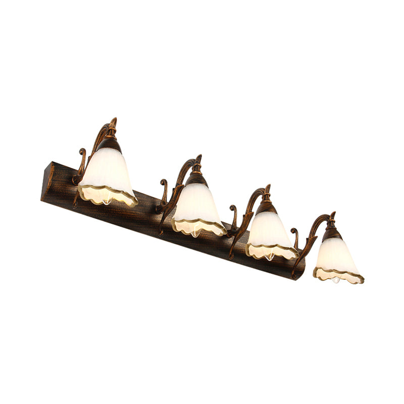 BowLift | Flower Bath Wall Light Classic Opal Glass 2/3/4 Lights Bronze/White Make-Up Lighting
