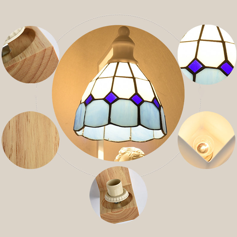 BowLift | Tiffany Scalloped Wall Mount Fixture Stained Glass 1 Light Wall Lamp with Amor Decoration in Yellow/Orange/Green/Clear/Blue