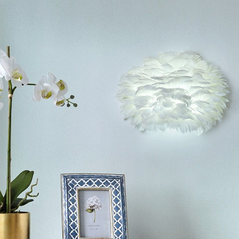 BowLift | Home decoration wall lamp modern ambient lighting white feather wall light for living room bedroom
