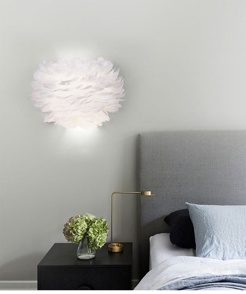BowLift | Home decoration wall lamp modern ambient lighting white feather wall light for living room bedroom