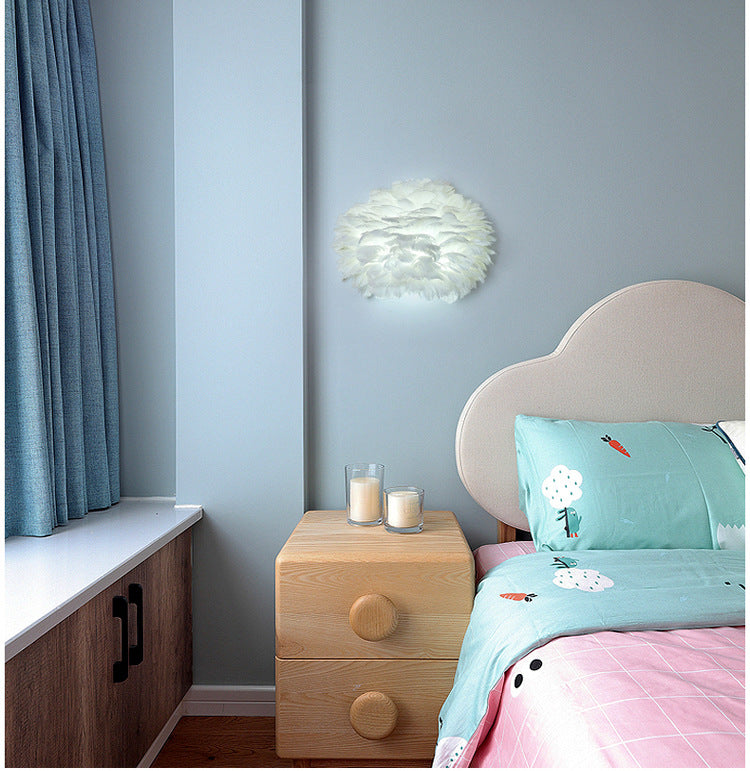BowLift | Home decoration wall lamp modern ambient lighting white feather wall light for living room bedroom