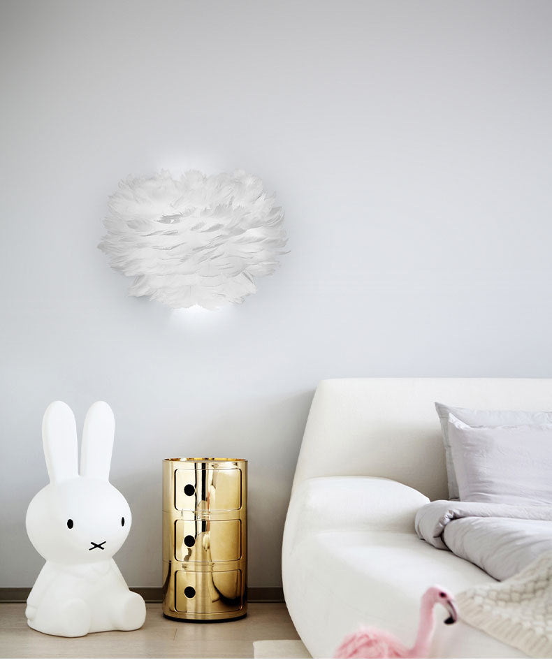 BowLift | Home decoration wall lamp modern ambient lighting white feather wall light for living room bedroom