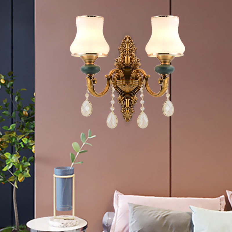 BowLift | Vase White Glass Wall Mount Light Nordic Living Room 1/2 Heads Brass Wall Lamp