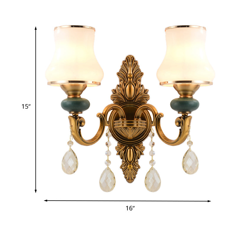 BowLift | Vase White Glass Wall Mount Light Nordic Living Room 1/2 Heads Brass Wall Lamp
