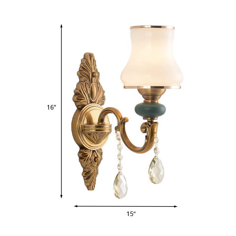 BowLift | Vase White Glass Wall Mount Light Nordic Living Room 1/2 Heads Brass Wall Lamp