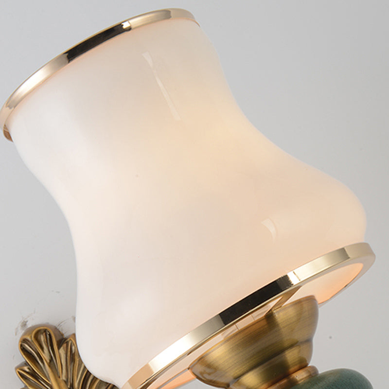 BowLift | Vase White Glass Wall Mount Light Nordic Living Room 1/2 Heads Brass Wall Lamp