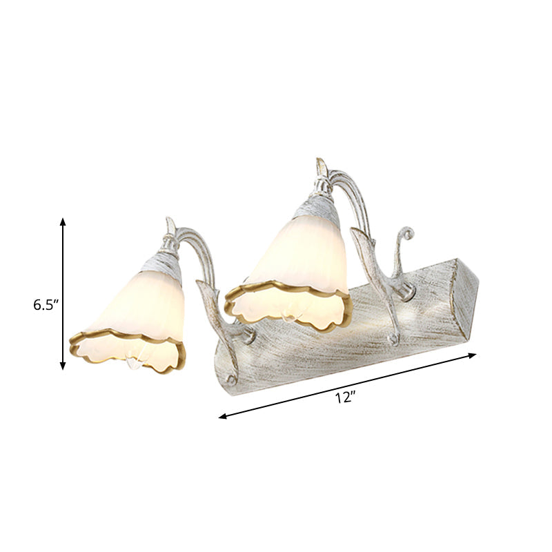 BowLift | Flower Bath Wall Light Classic Opal Glass 2/3/4 Lights Bronze/White Make-Up Lighting