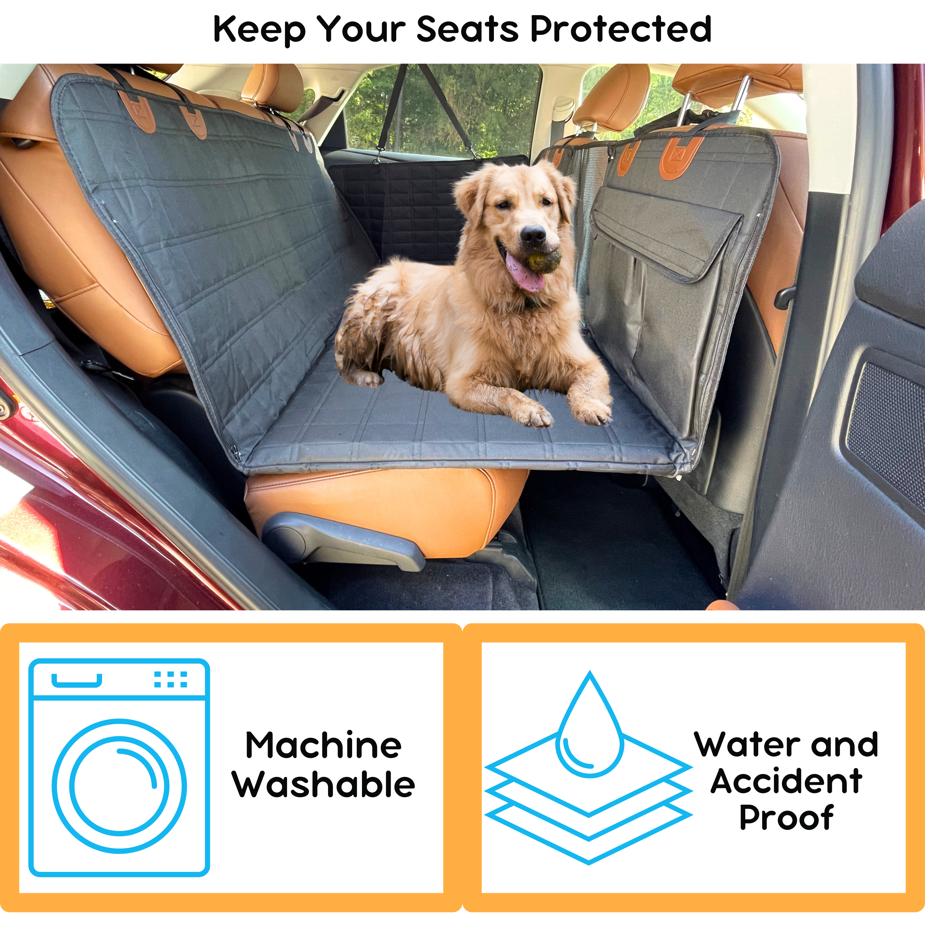 BowLift | Backseat Extender for Dogs - Black with Door Covers