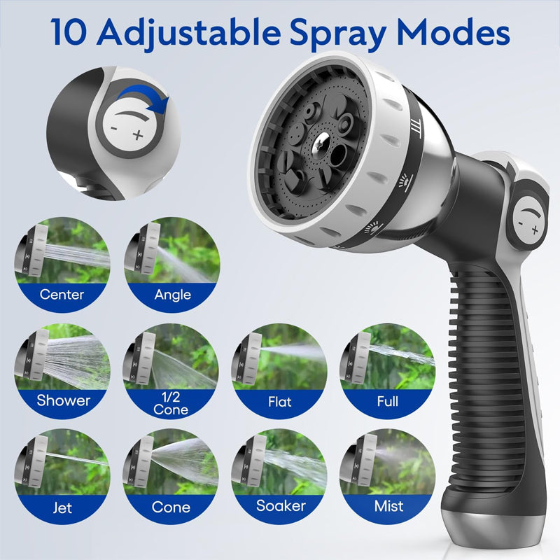 BowLift | 100' x 1/2" Retractable Garden Hose Reel with 10-Pattern Nozzle 180° Swivel Wall-Mounted Hose Reel