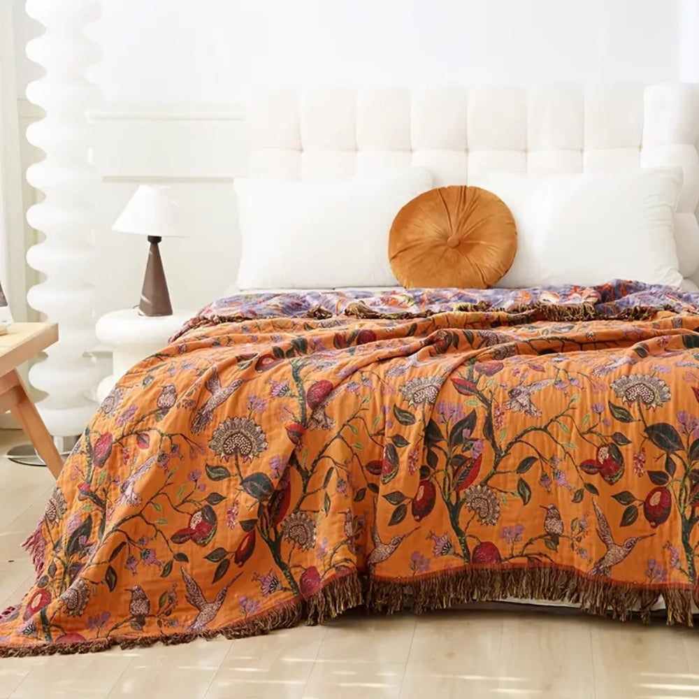 BowLift | Botanic Floral Cotton Tassel Blanket