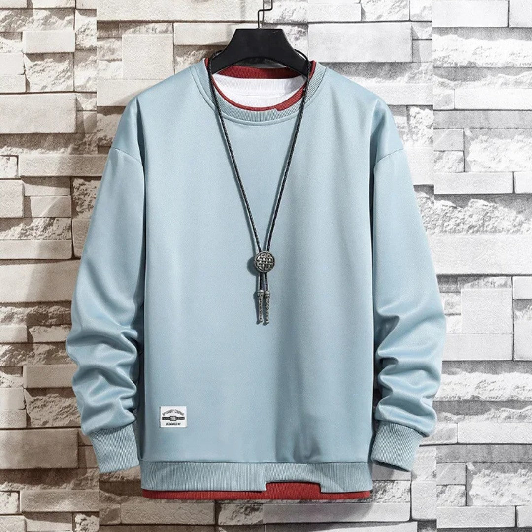 Cotton Sweatshirt with Built-In Layered Design