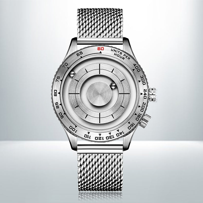 BowLift | Cool Magnetic Levitation Men Watch, with No Mirror Design, Quartz Movement, Steel Strap & Waterproof