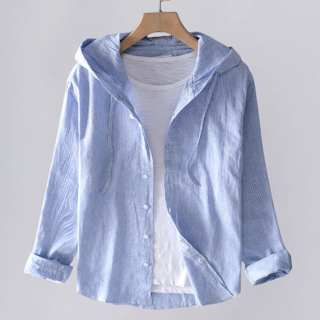 Lightweight Hooded Linen Shirt with Relaxed Fit