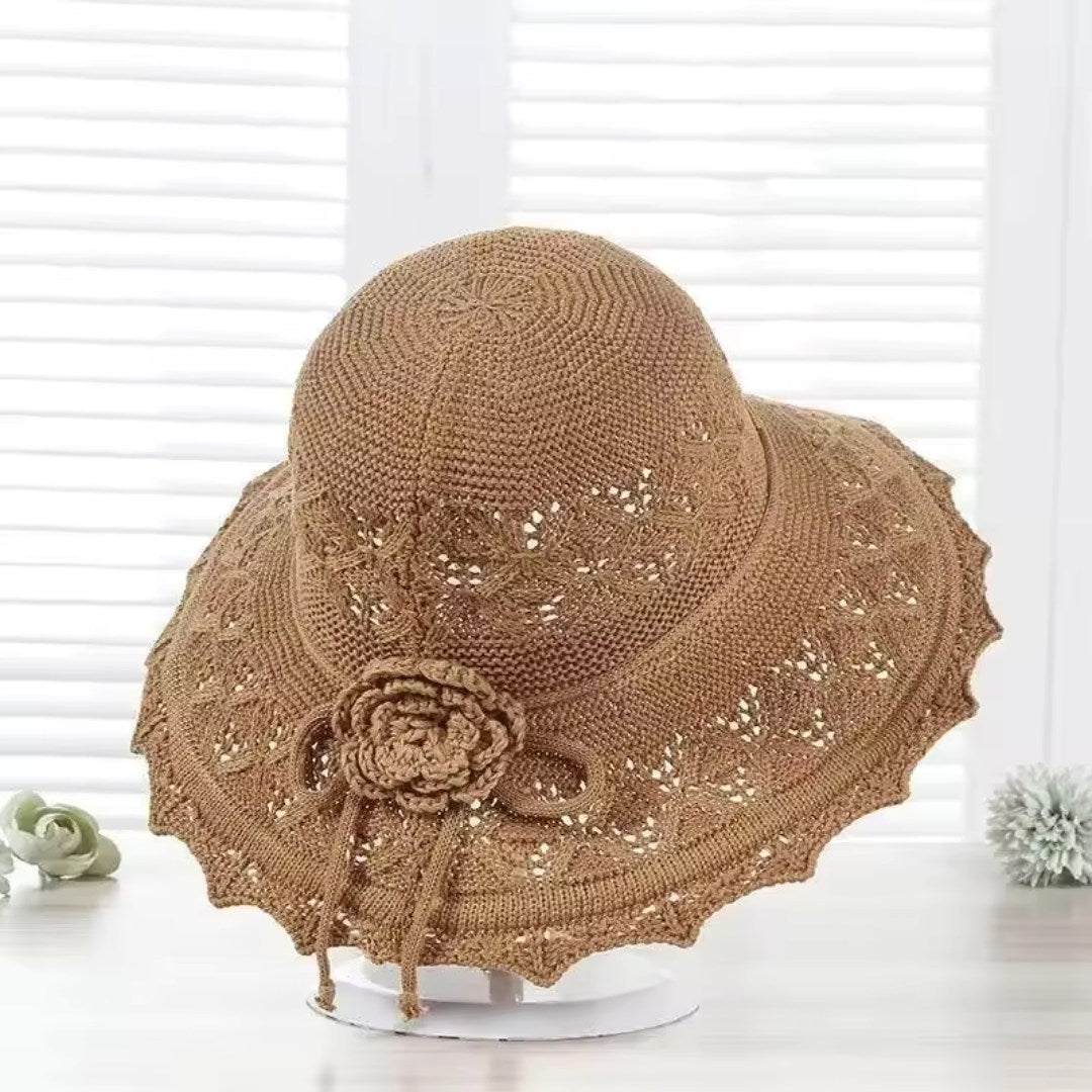 Brimora – Elegant Crochet Bucket Hat with Floral Detail