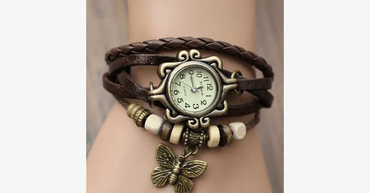 BowLift | Butterfly Wrap Watches - Multicolored Genuine Leather Snap Back Watch