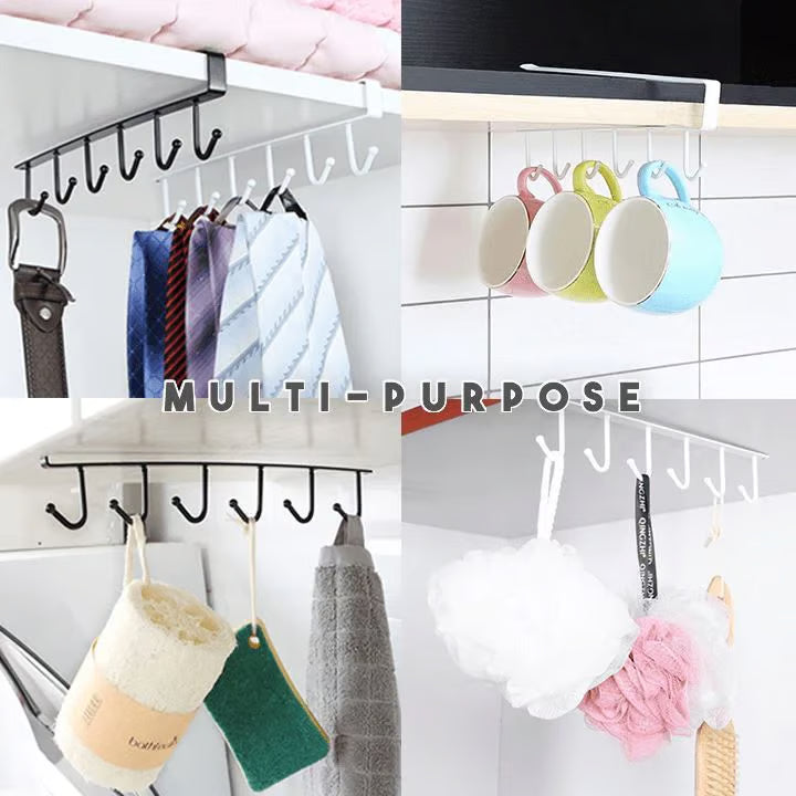BowLift | Under-cabinet hook strip – space-saving kitchen storage with 6 hooks