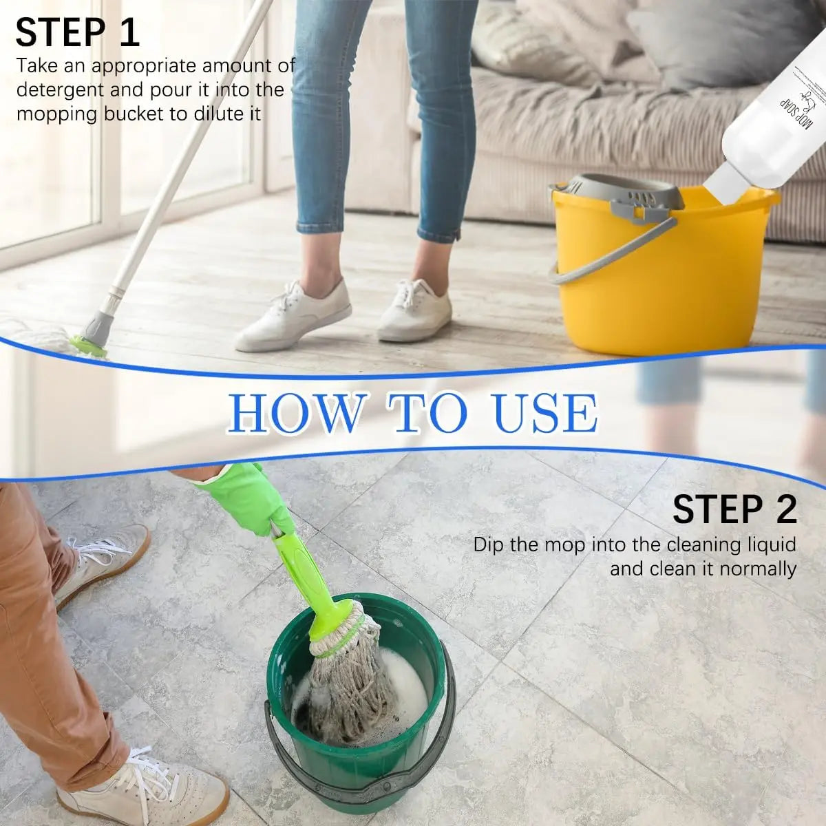 BowLift | 2-piece Set Mop Soap Cleaner – highly fragrant formula for fresh, effective floor cleaning!