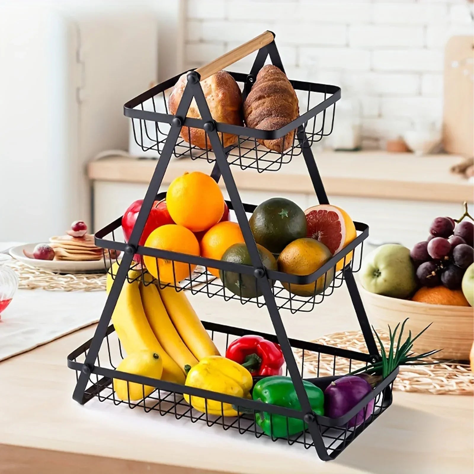 BowLift | 3-Tier Fruit Basket Stand – Space-Saving Kitchen Storage